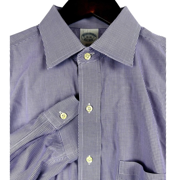 Brooks Brothers Other - Brooks Brothers Mens Slim Fit Non Iron Gingham‎ Dress Shirt Purple Size L